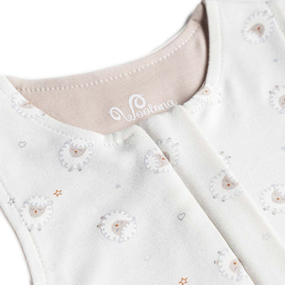 Merino Kinder Schlafsack mit Schäfchen Motiv in ecru