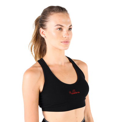 Dame mit Sport BH in der Farbe Schwarz