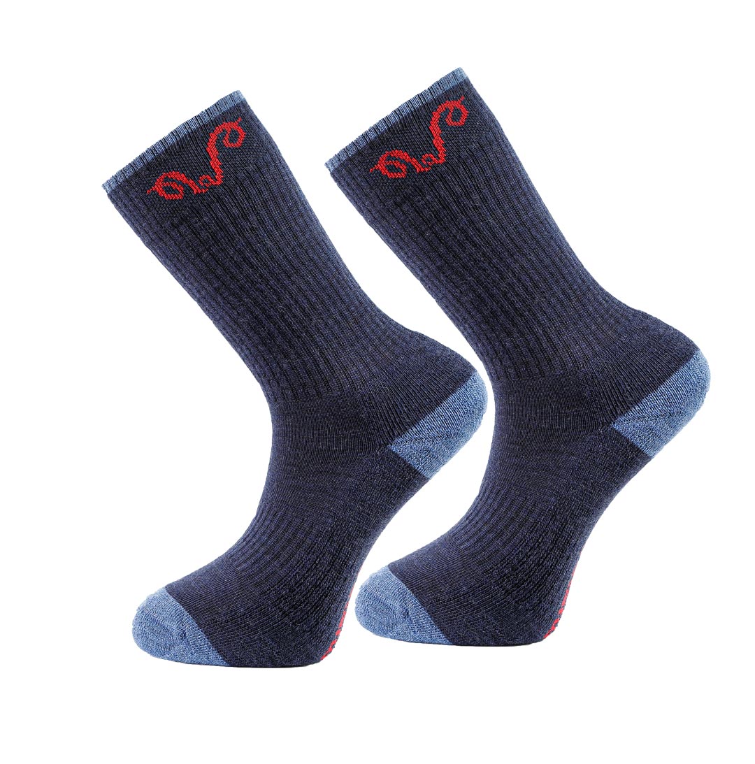Merino Wintersocken in blau mit rotem Logo